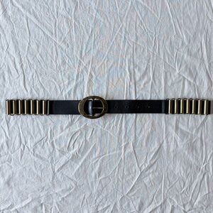 Black and Gold Belt with Round Buckle